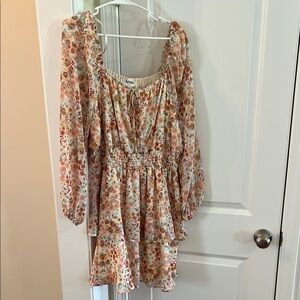 ARULA Floral Print Dress in Pink and Orange